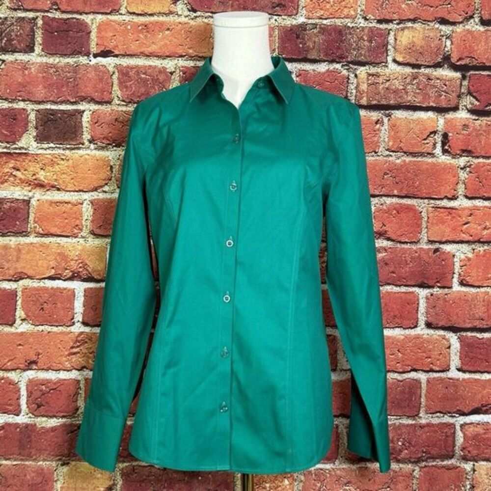Chico's Green No-Iron‎ Button Down Collared Shirt Chico's Size 1